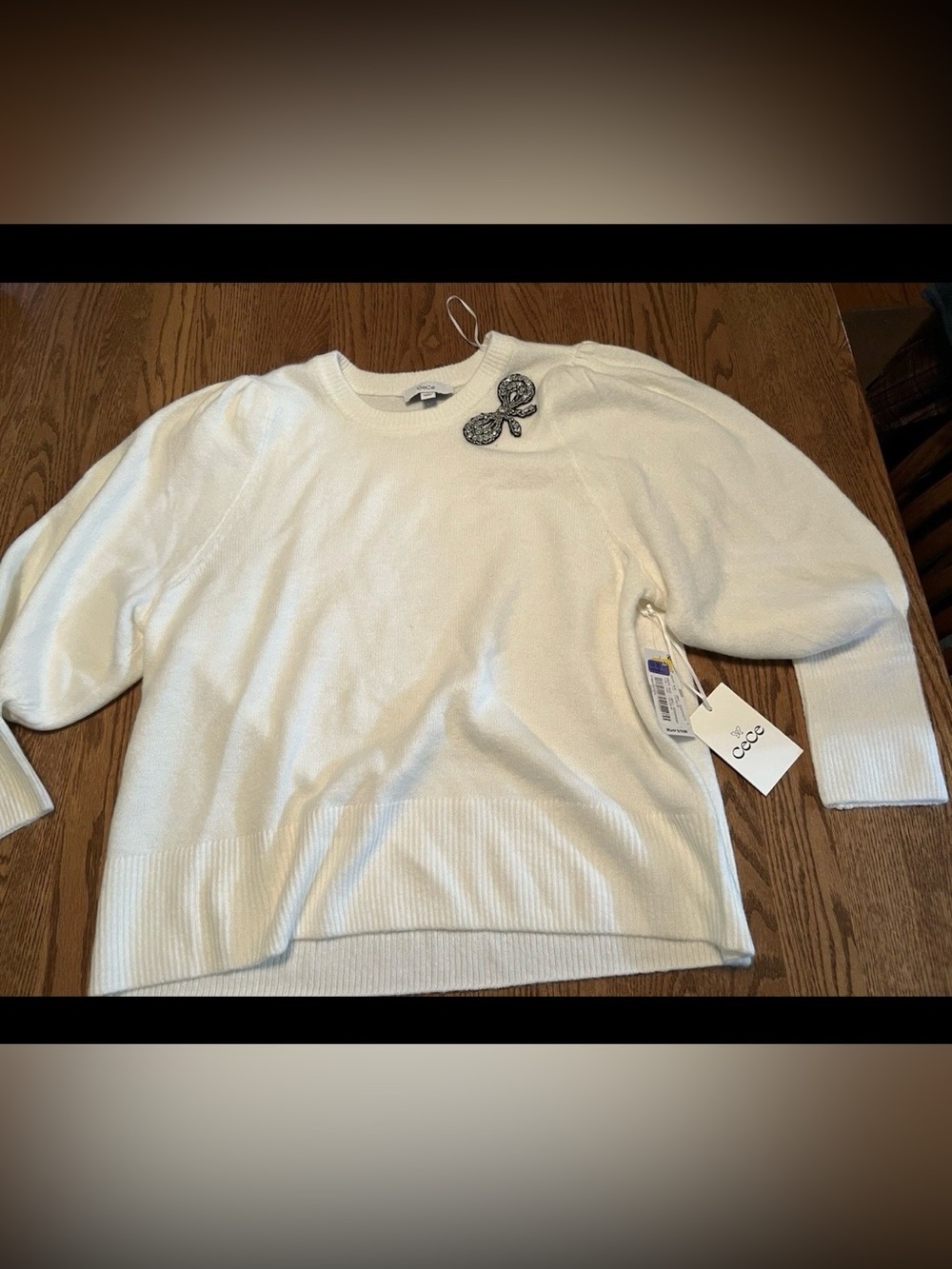 Cece Light Cream Holiday Sweater, 1X NWT